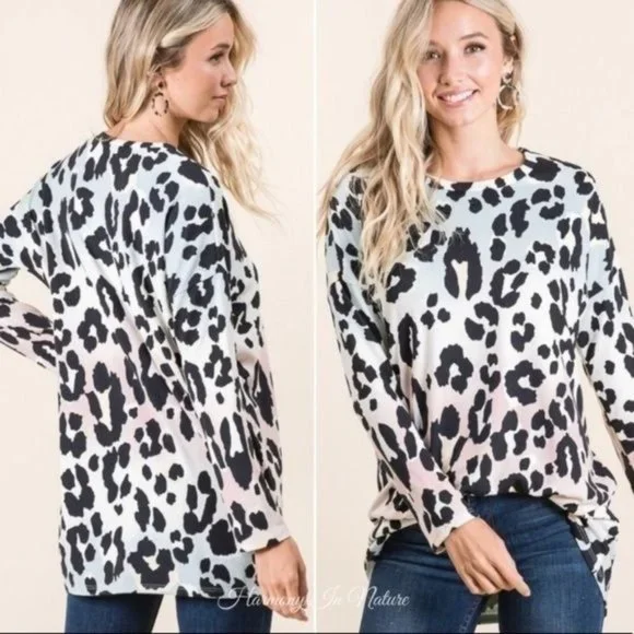 Bombom Animal Print Womens Top Tunic New with Tags Pastel Colors Sz S - Picture 11 of 13